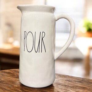 Rae Dunn Cream Ceramic Pitcher with 'Pour' Text